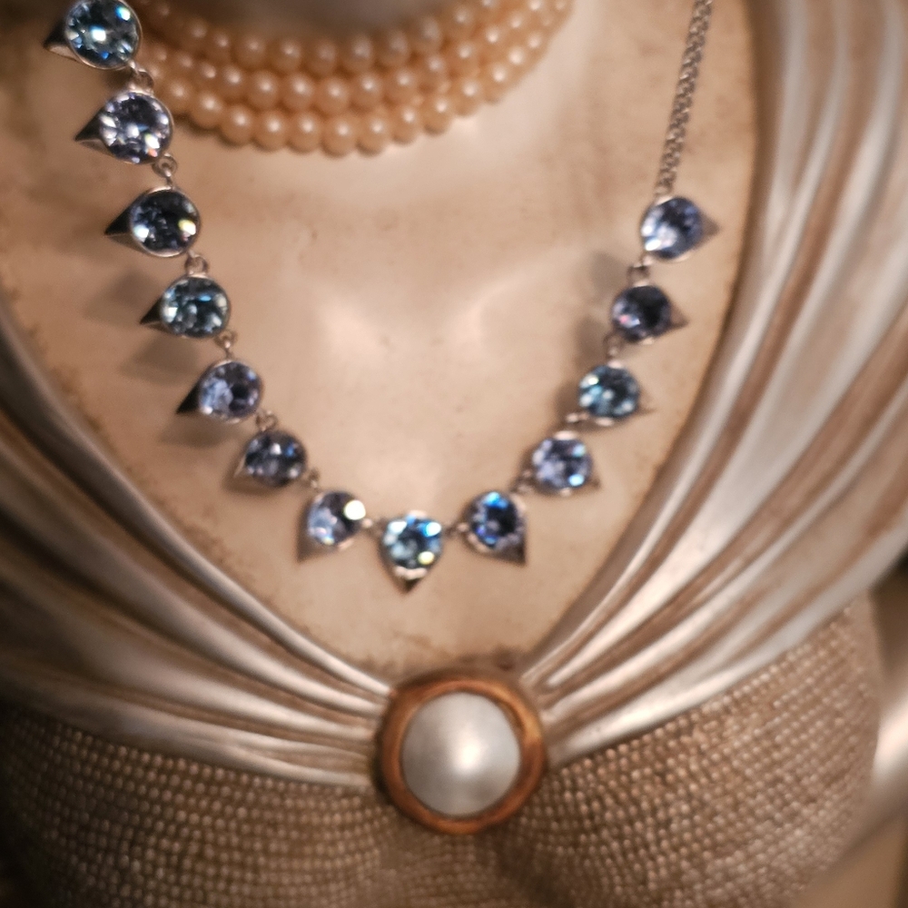 Blue Rhinestone Crystal Necklace